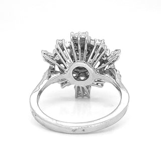 Natural Emerald Diamond Cocktail Ring, in White Gold