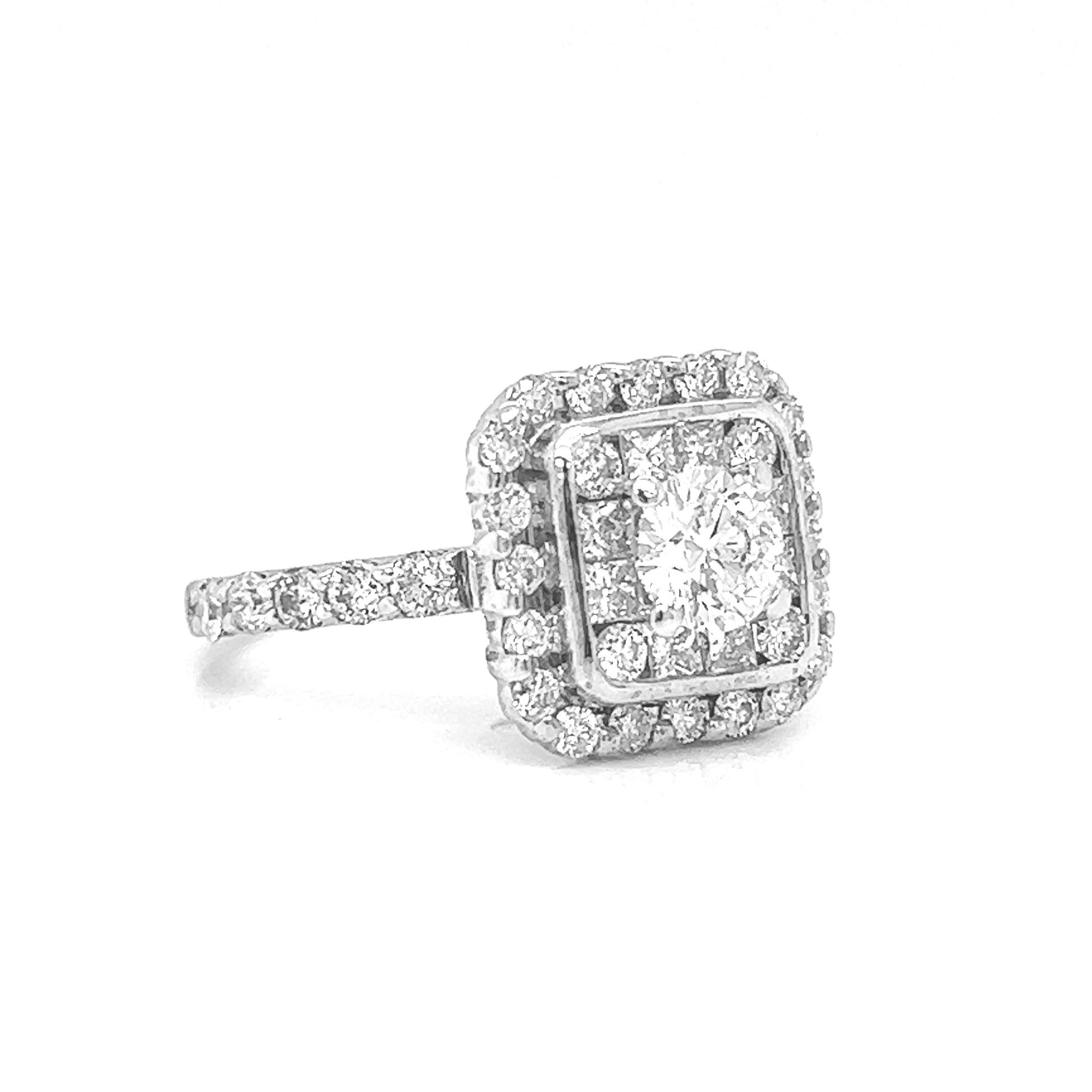 Natural Diamond Halo Bridal Cocktail Ring, in White Gold - Pre-owned