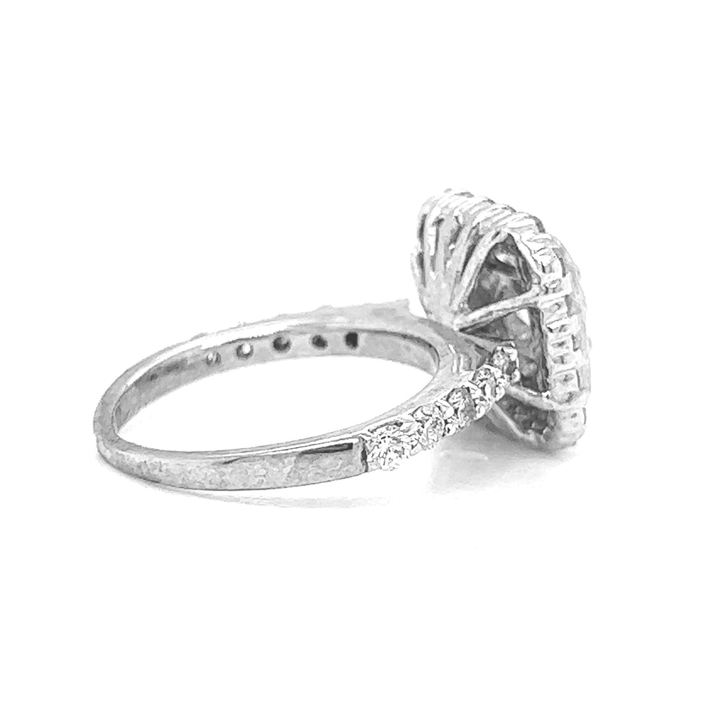 Natural Diamond Halo Bridal Cocktail Ring, in White Gold - Pre-owned