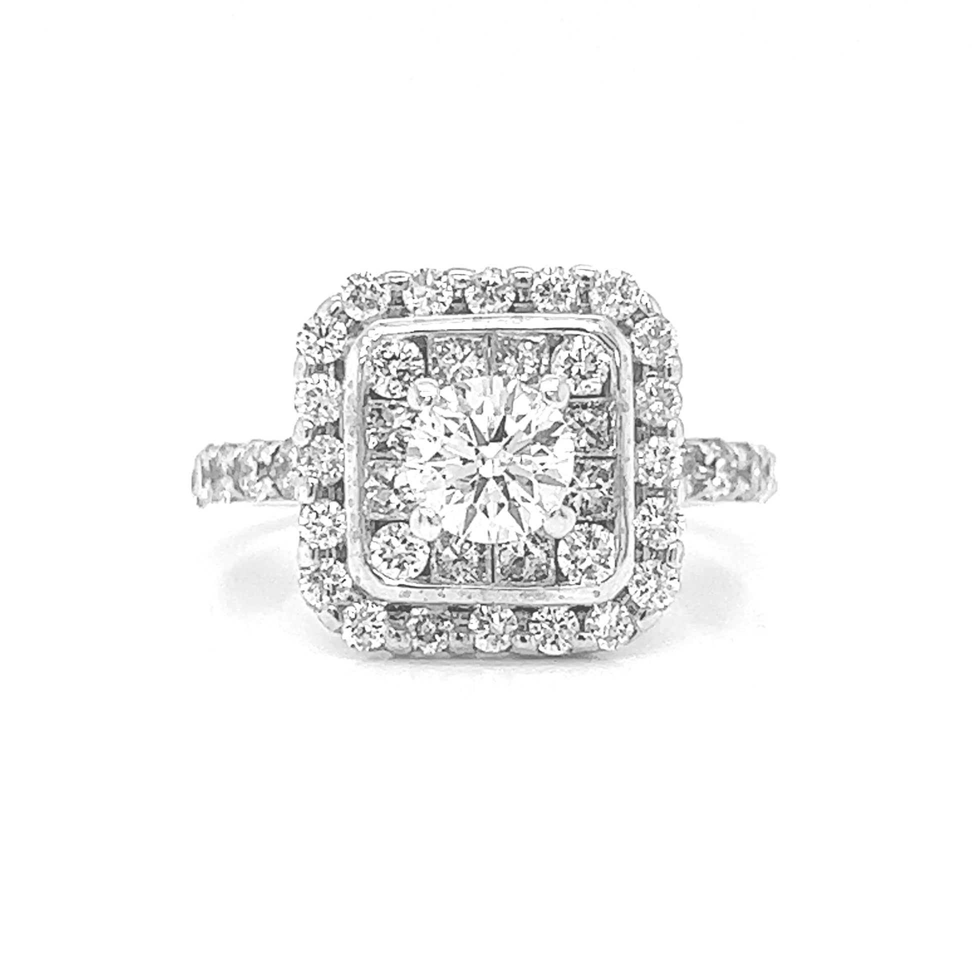 Natural Diamond Halo Bridal Cocktail Ring, in White Gold - Pre-owned