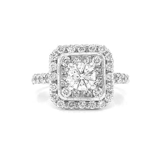 Natural Diamond Halo Bridal Cocktail Ring, in White Gold