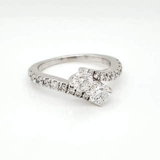 Natural Mined Round Diamond ByPass Bridal Ring White Gold