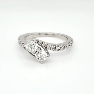Natural Mined Round Diamond ByPass Bridal Ring White Gold