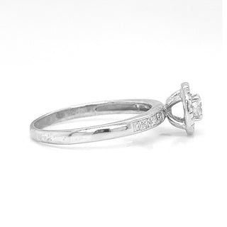 Natural Round Diamond Halo Ring, in White Gold