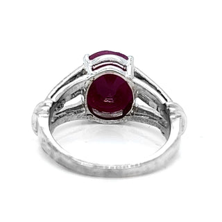 Natural Ruby Solitaire Ring, in White Gold