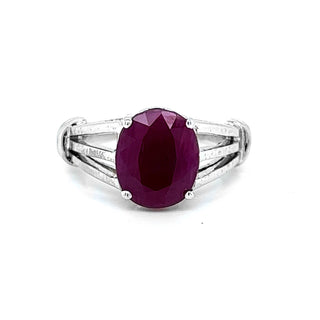Natural Ruby Solitaire Ring, in White Gold