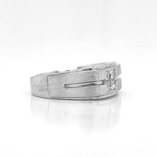 Natural Princess Diamond Mens Band Ring, in White Gold - Pre-owned