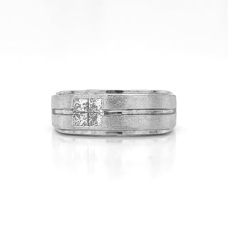 Natural Mined Princess Diamond Mens Band Ring