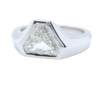 Natural Mined Triangle Diamond Superman Solitaire Ring Platinum GIA