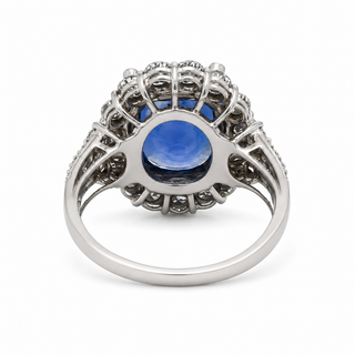 Natural No Heat Ceylon Sapphire & Diamond Bridal Platinum Ring