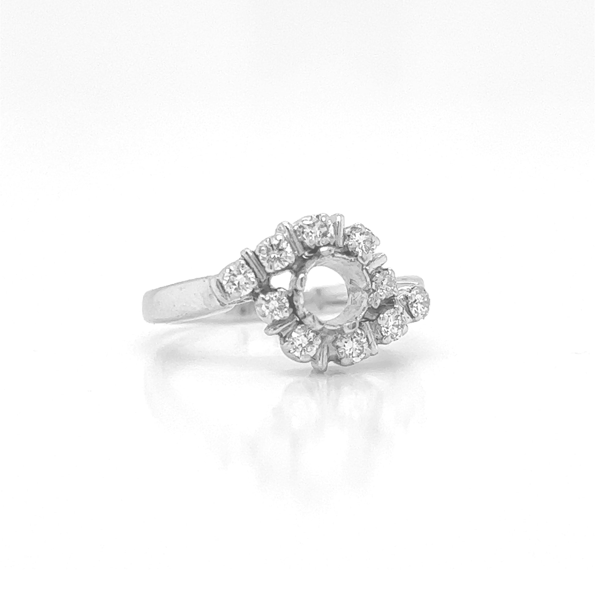 Natural Mined Round Diamond Halo Ring White Gold
