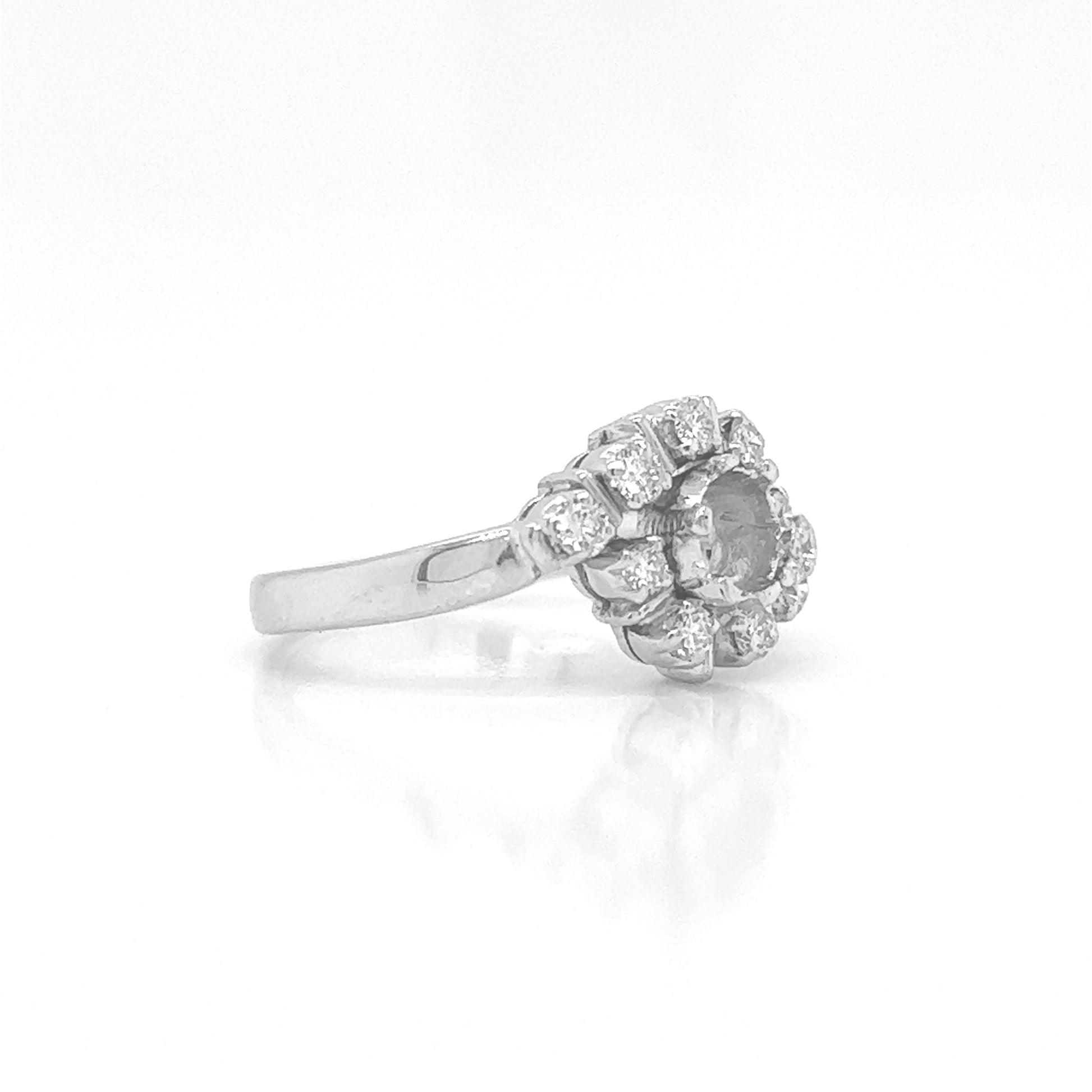 Natural Mined Round Diamond Halo Ring White Gold