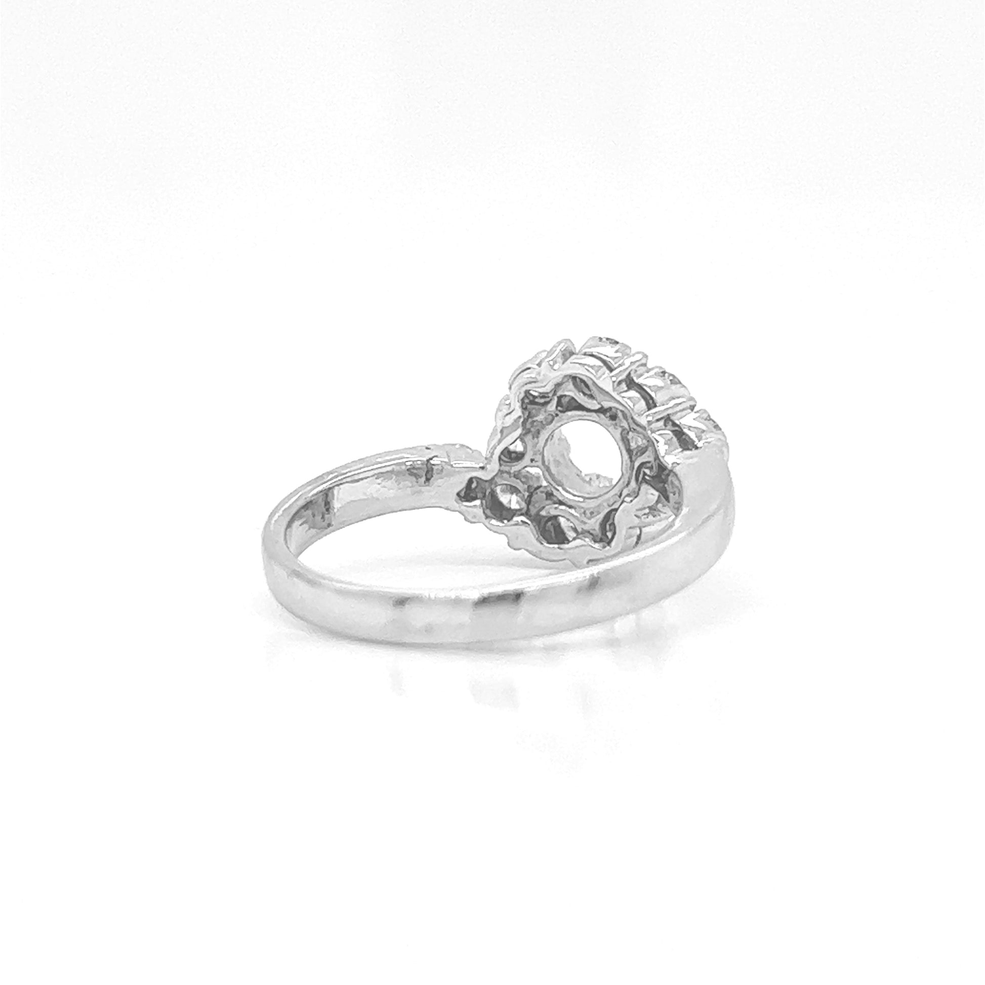 Natural Mined Round Diamond Halo Ring White Gold