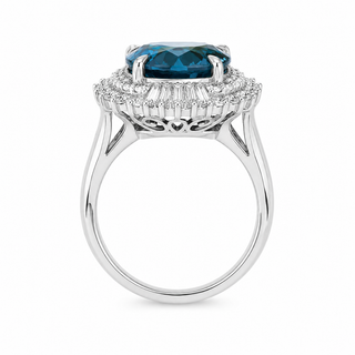 Natural Sapphire and Diamond Art Deco Cocktail Platinum Ring