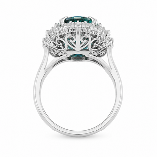 Natural Sapphire and Diamond Art Deco Cocktail Platinum Ring