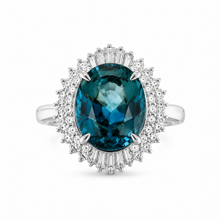 Natural Sapphire and Diamond Art Deco Cocktail Platinum Ring