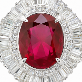 Natural Ruby and Diamond Art Deco Cocktail Platinum Ring