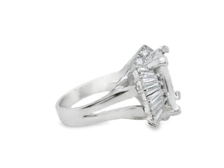 Semi-Mount Fits Oval with Natural Diamond Art Deco Platinum Ring - Pre-owned