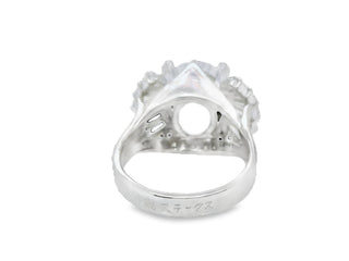 Semi-Mount Fits Oval with Natural Diamond Art Deco Platinum Ring - Pre-owned