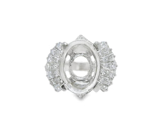Semi-Mount Fits Oval with Natural Diamond Art Deco Platinum Ring - Pre-owned