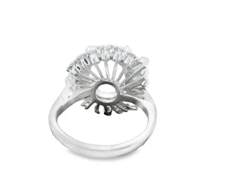 Semi-Mount Fits Oval with Natural Diamond Bridal Platinum Ring- Pre-owned
