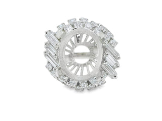 Semi-Mount Fits Oval with Natural Diamond Bridal Platinum Ring- Pre-owned