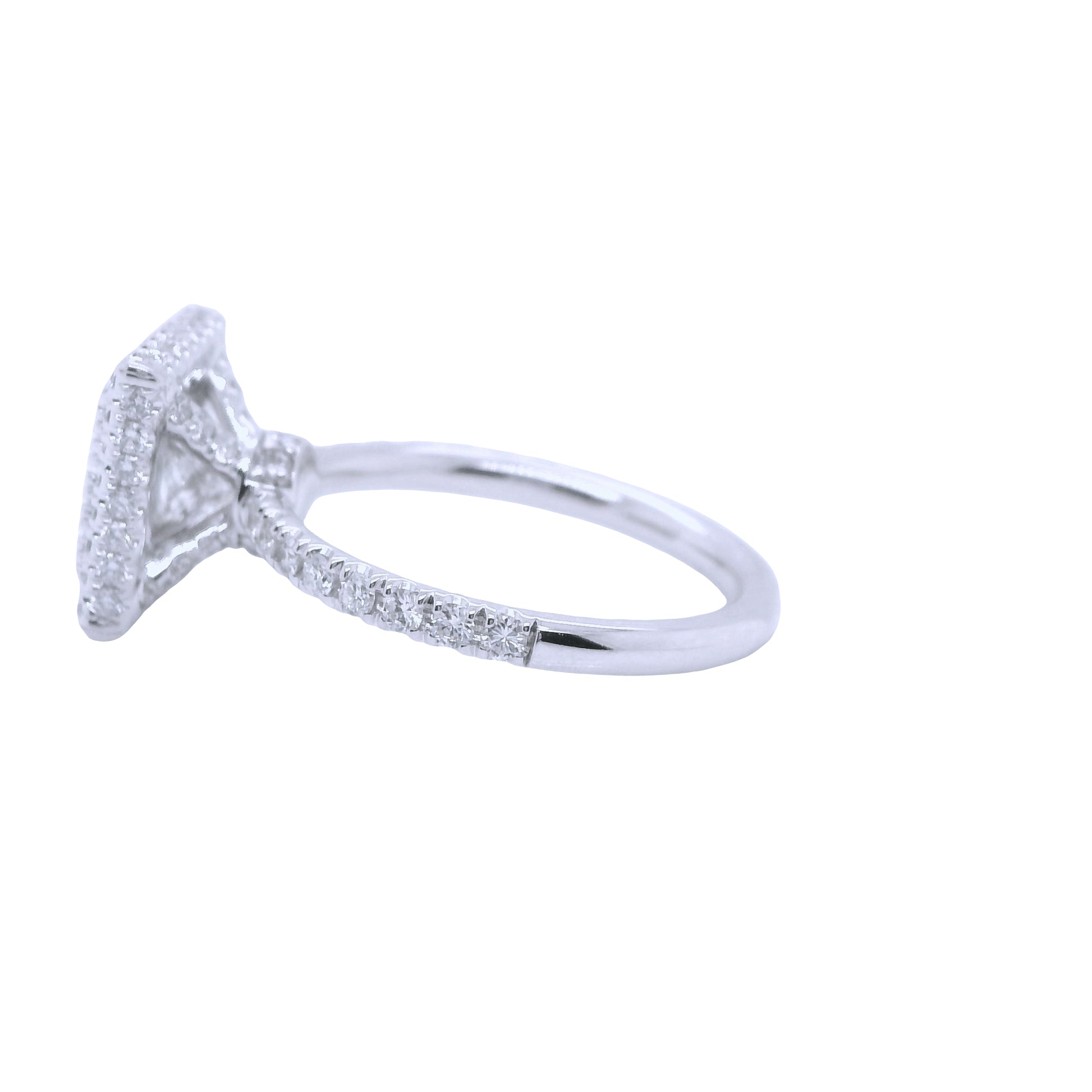 RKT-Natural Princess Cut Diamond Halo Ring, in White Gold