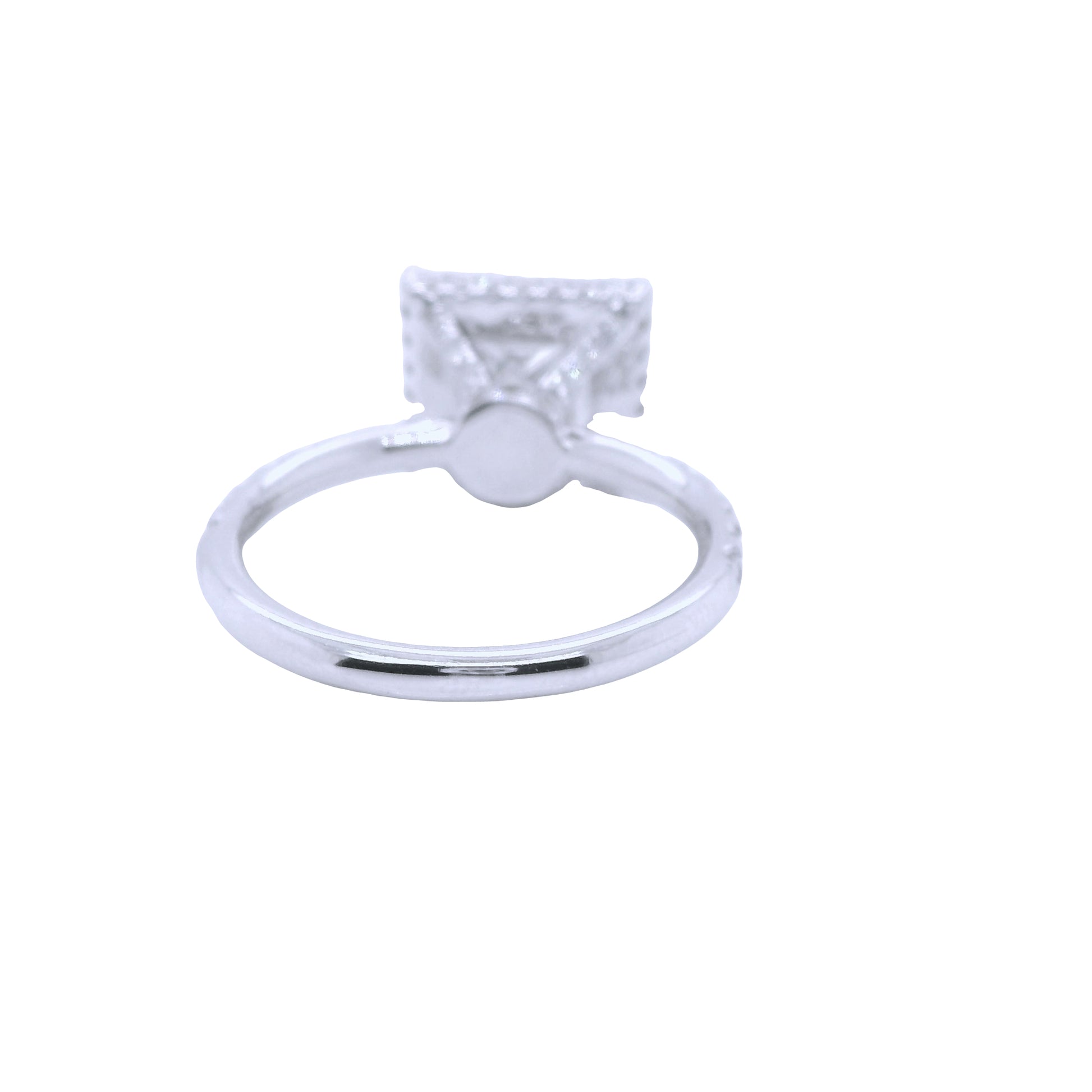 RKT-Natural Princess Cut Diamond Halo Ring, in White Gold