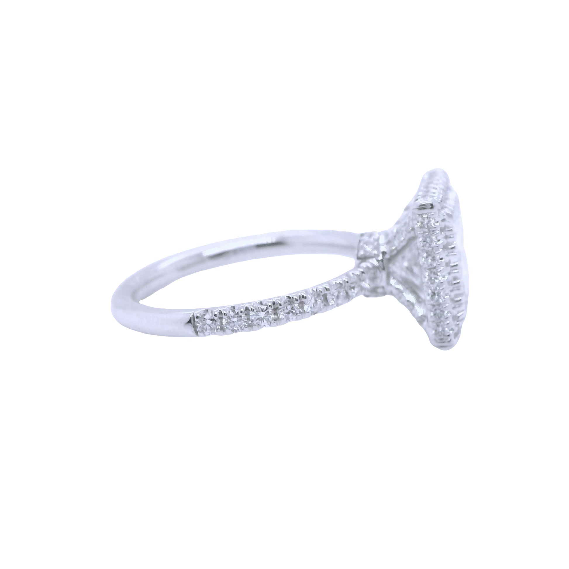 RKT-Natural Princess Cut Diamond Halo Ring, in White Gold