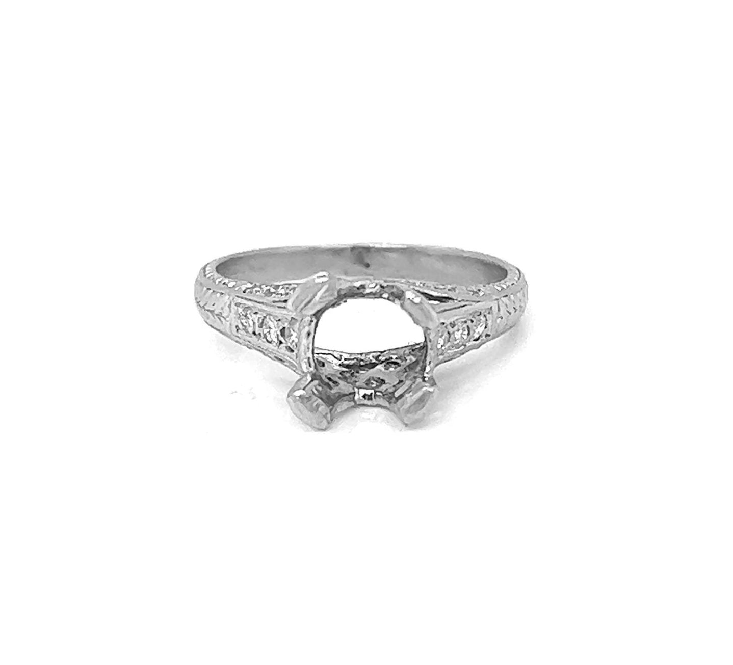 Semi-Mount Fits 6.7 mm with Natural Diamond in Platinum Ring - Pre-owned