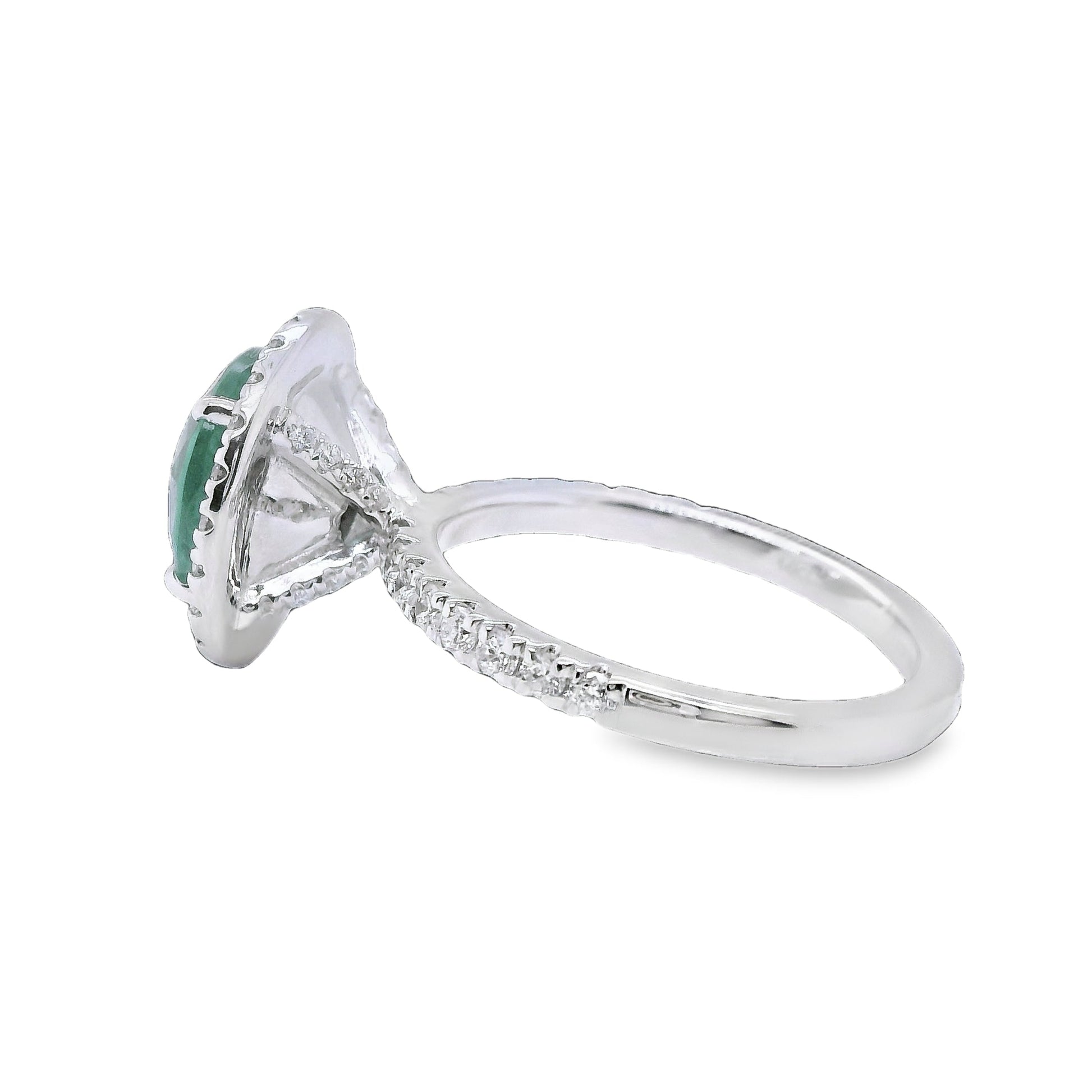 3.54 ct.t.w. Natural Green Emerald & Diamonds Halo Ring, in White Gold