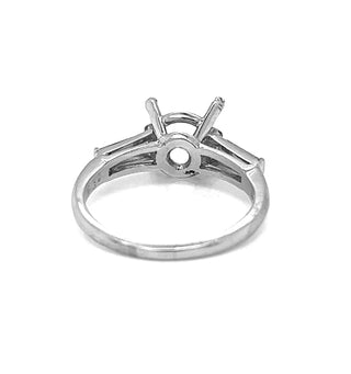 Natural Mined Diamond Baguette Semi Mount Platinum Ring