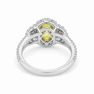 Natural Fancy Yellow Diamond Oval Cut Bridal Halo Ring 18KT White Gold