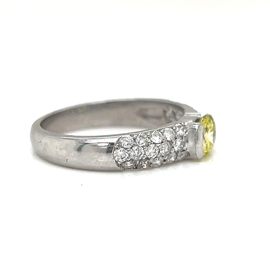 Natural Fancy Yellow Diamond Bridal Ring White Gold