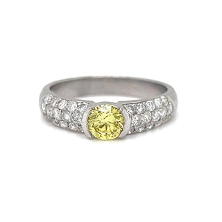 Natural Fancy Yellow Diamond Bridal Ring White Gold