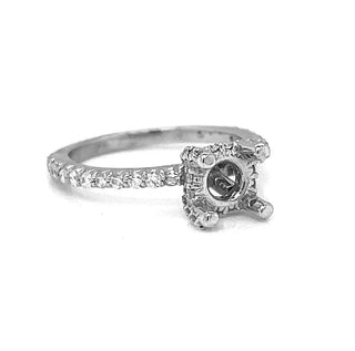 Semi-Mount with Natural Diamond Ring, in White Gold