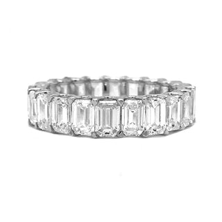 Natural Mined Emerald Cut Diamond Eternity Ring White Gold