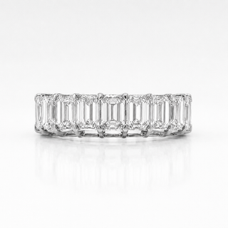 Natural Emerald Cut Diamond Eternity Ring 18KT White Gold