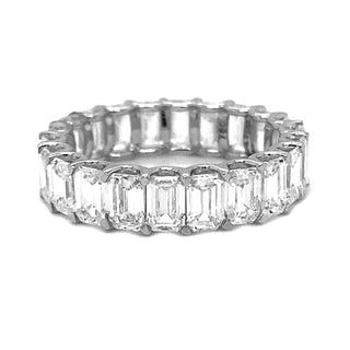 Natural Mined Emerald Cut Diamond Eternity Ring White Gold