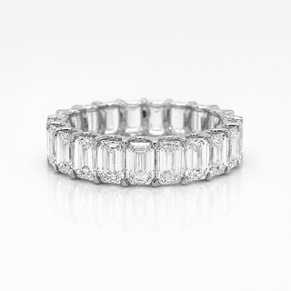 Natural Emerald Cut Diamond Eternity Ring 18KT White Gold