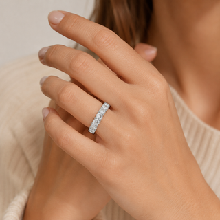 Natural Oval Diamond Eternity Platinum Ring