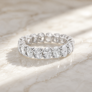 Natural Oval Diamond Eternity Platinum Ring
