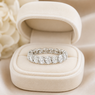 Natural Oval Diamond Eternity Platinum Ring