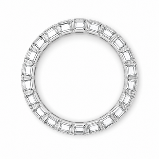 Natural Emerald Cut Diamond Bezel Eternity Ring 18KT White Gold