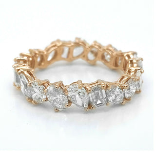 Natural Mined Diamond Cluster Mix Shape Eternity Ring Rose Gold