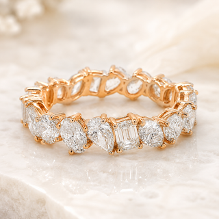 Natural Diamond Cluster Mix Shape Eternity Ring 18KT Rose Gold