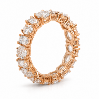 Natural Diamond Cluster Mix Shape Eternity Ring 18KT Rose Gold
