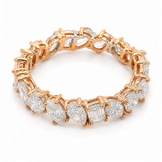 Natural Diamond Cluster Mix Shape Eternity Ring 18KT Rose Gold