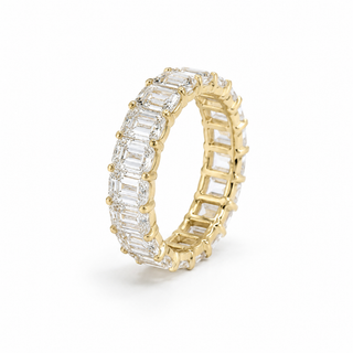 Natural Emerald Cut Diamond Eternity Yellow Gold 18KT Ring