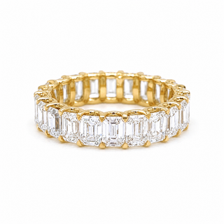 Natural Emerald Cut Diamond Eternity Yellow Gold 18KT Ring